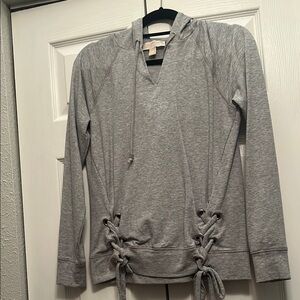 Michael Kors Gray Lace-Up Side Hoodie.XXS